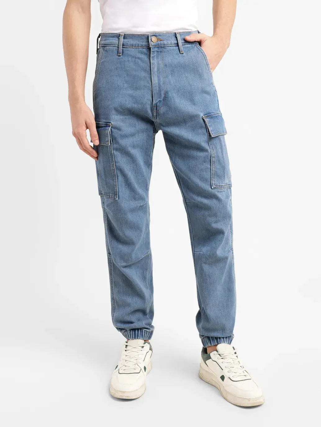 Men's Regular Fit Mid Indigo Joggers 2