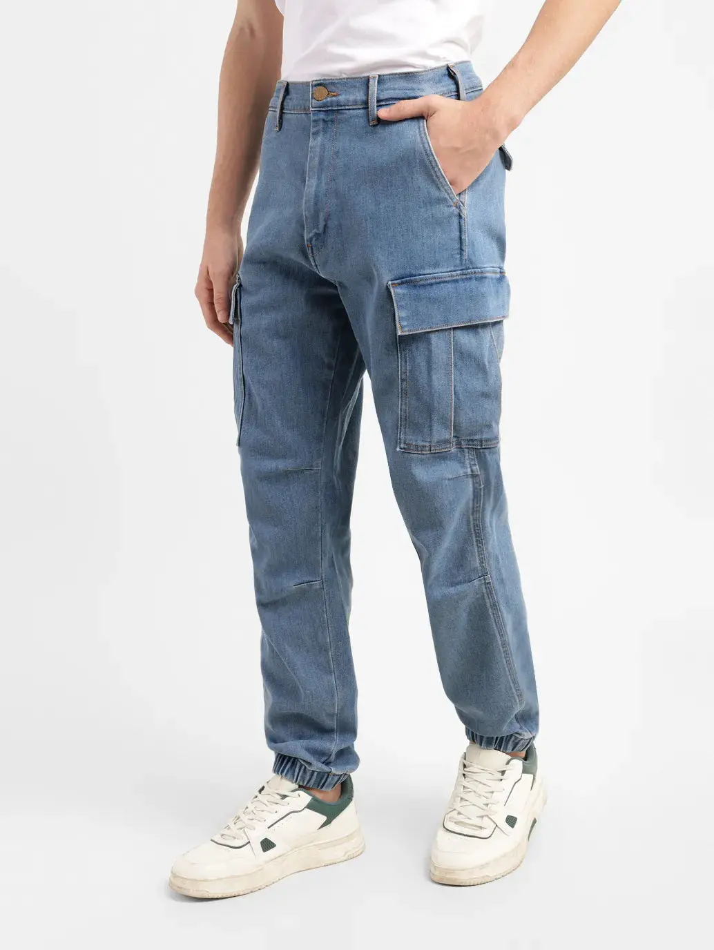 Men's Regular Fit Mid Indigo Joggers 4