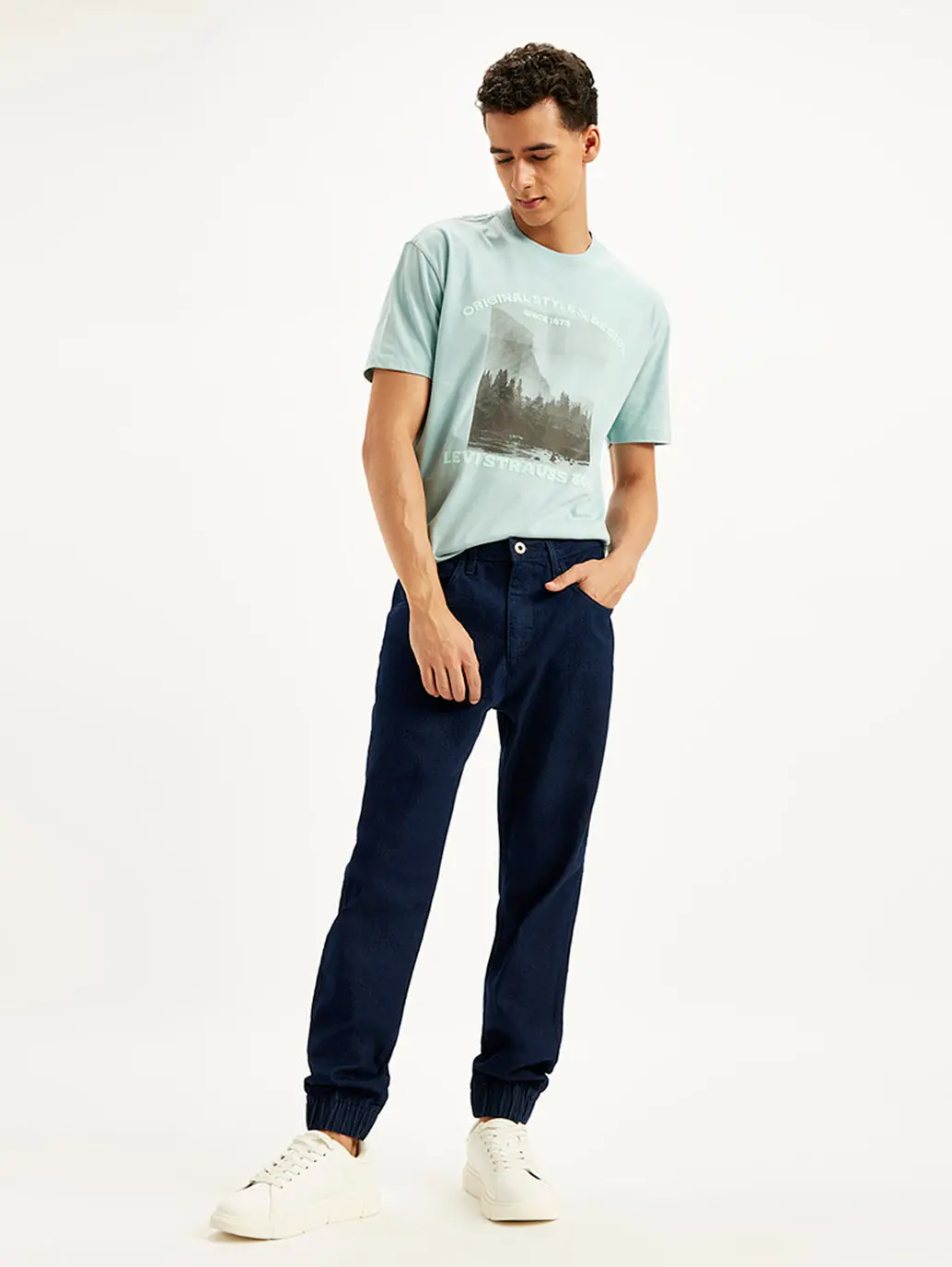 Men's Slim Fit Navy Joggers 1