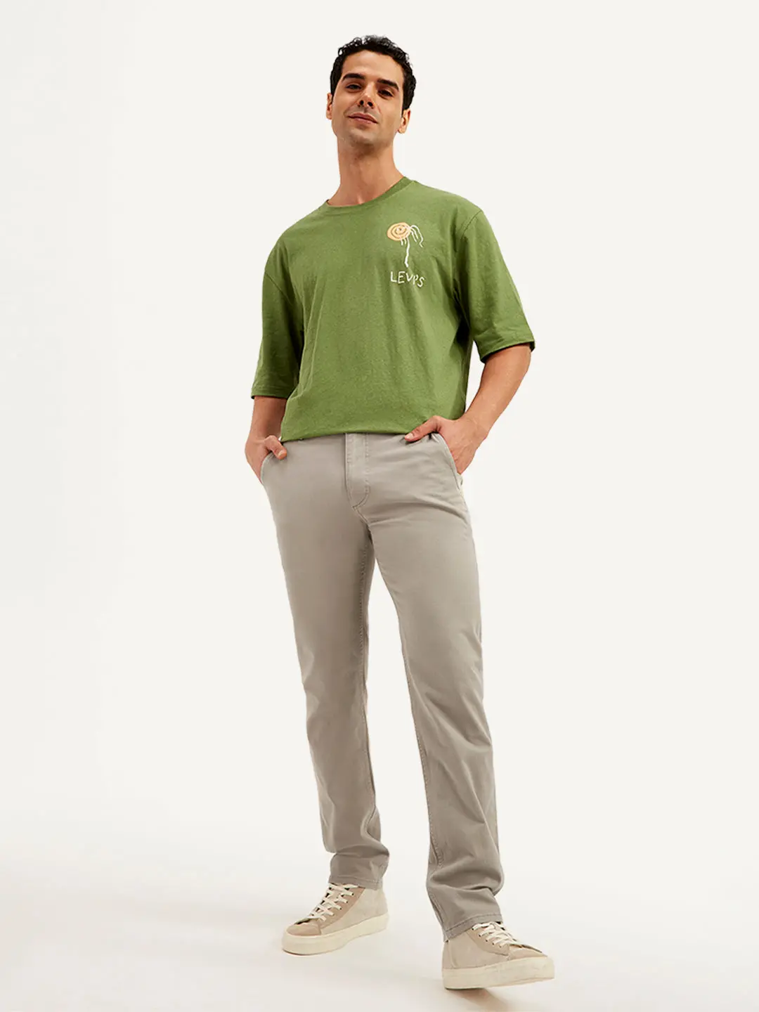 Men's Light-Grey Slim Fit Chinos 1