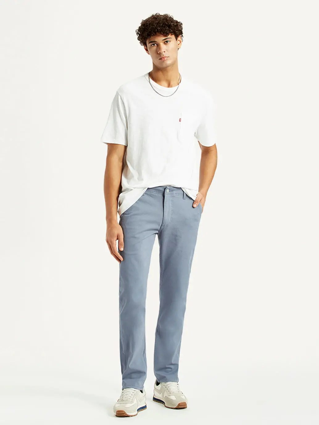 Men's Light Blue Slim Fit Mid Rise Chinos 1