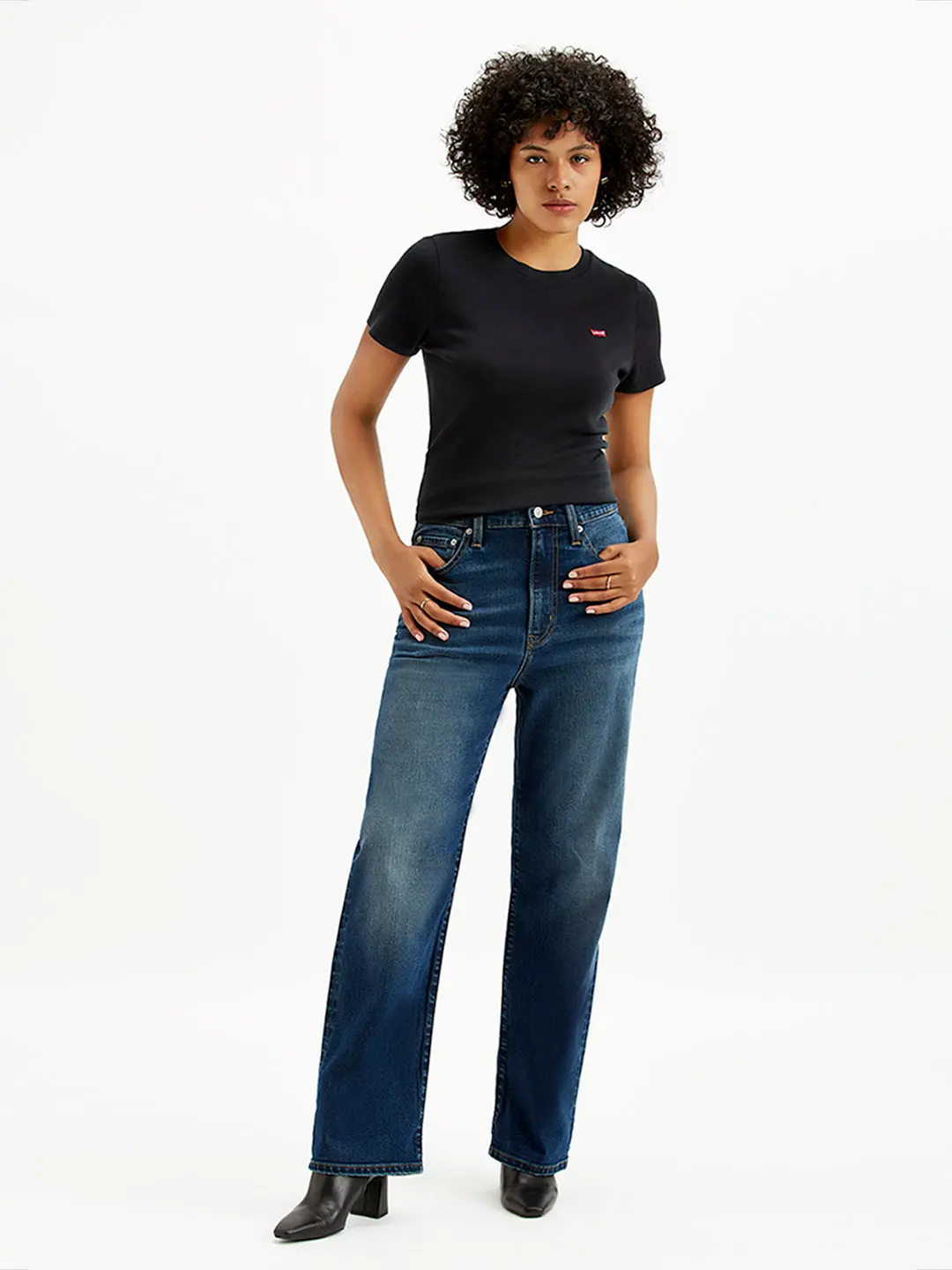 Women's Blue Ribcage Straight Fit High Rise Jeans 1