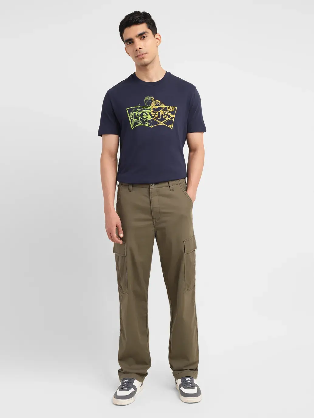 Men's Straight Fit Olive Cargo 1