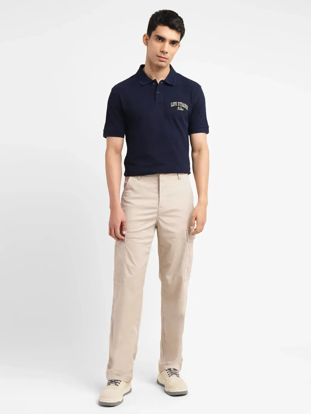 Men's Beige Regular Fit Cargo 1
