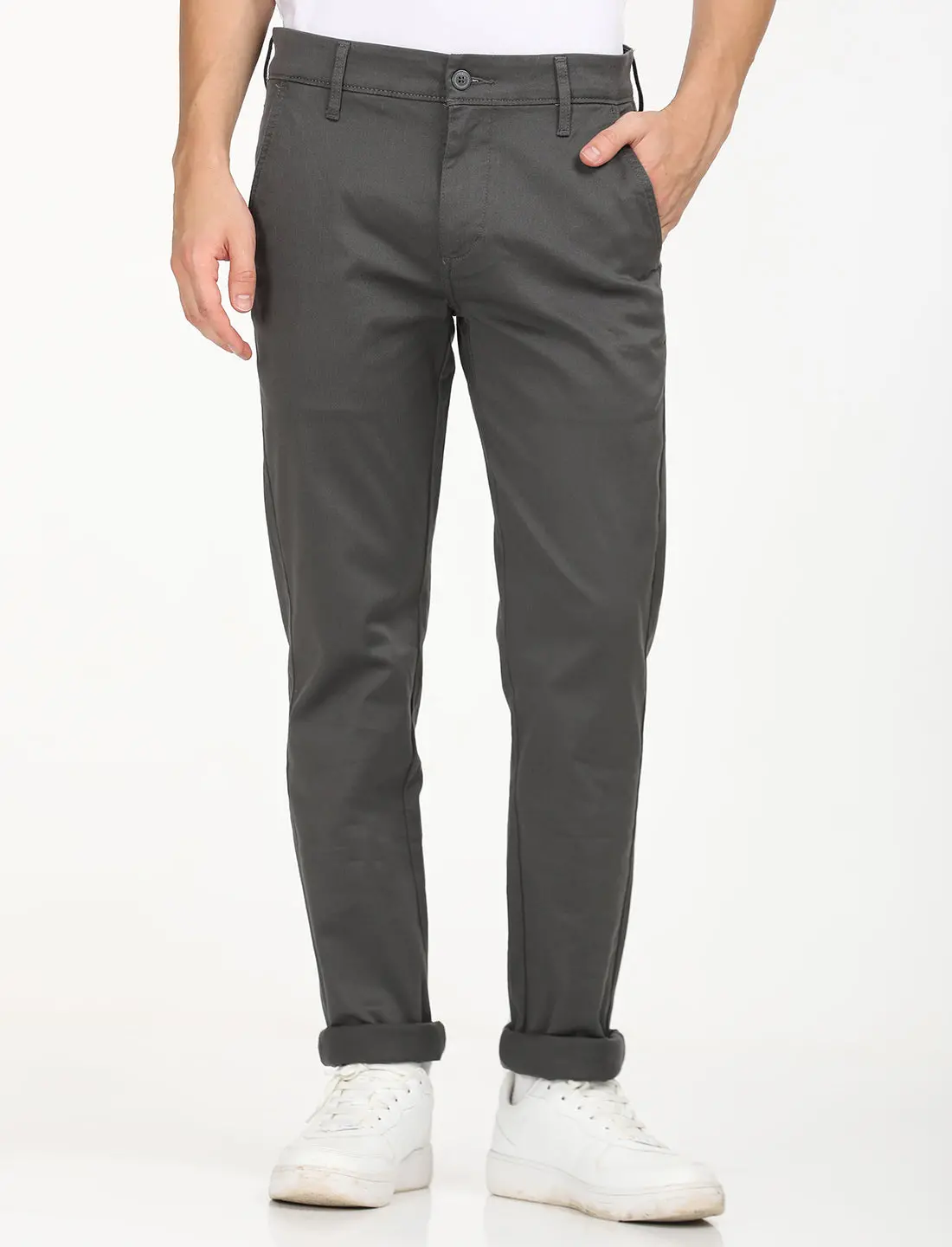 Men's Charcoal Grey Slim Fit Chinos 1