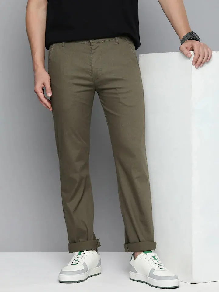 Men's Olive Slim Fit Chinos 1