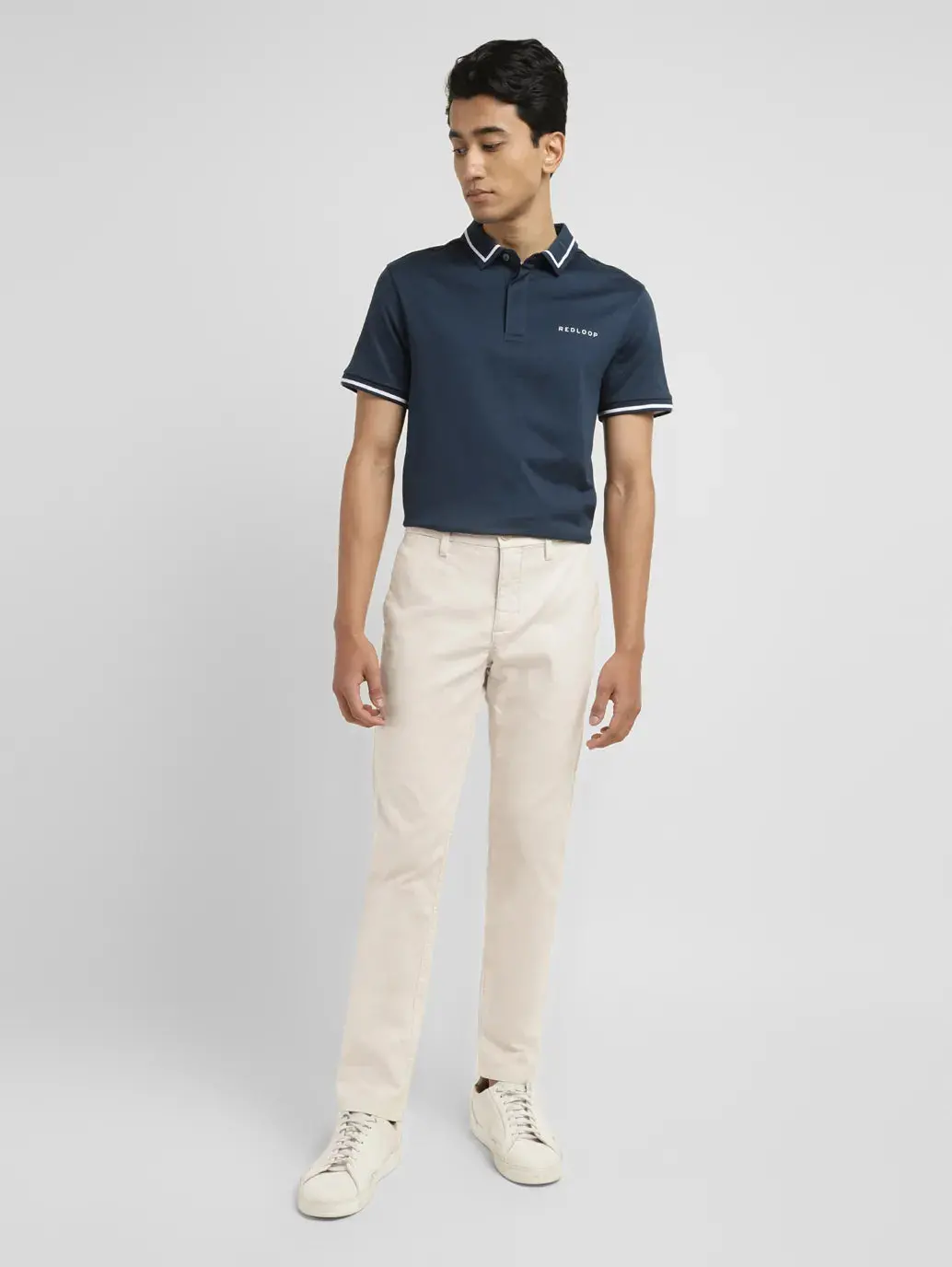 Men's Redloop Regular Fit Cream Chinos 8