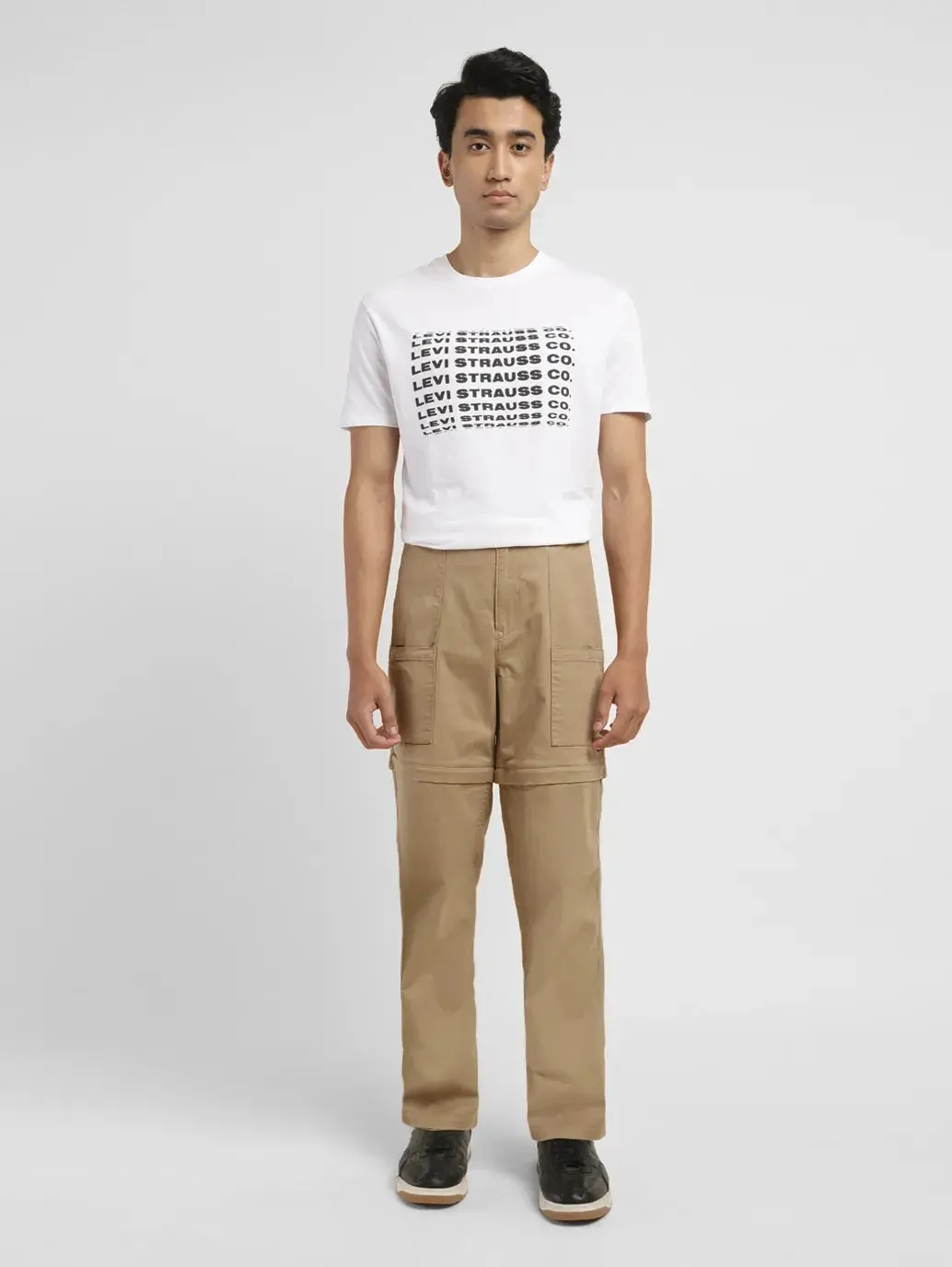 Men's Khaki Regular Fit Cargos 1