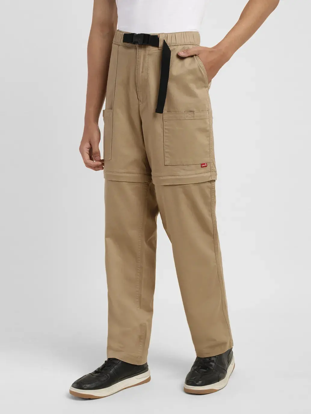 Men's Khaki Regular Fit Cargos 4