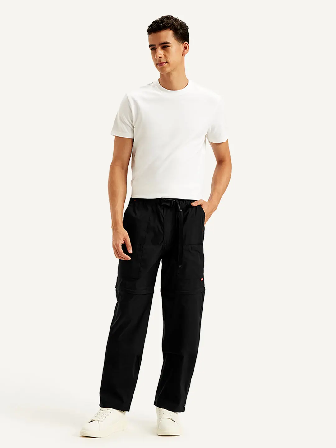 Men's Black Cargo Fit Trousers 1