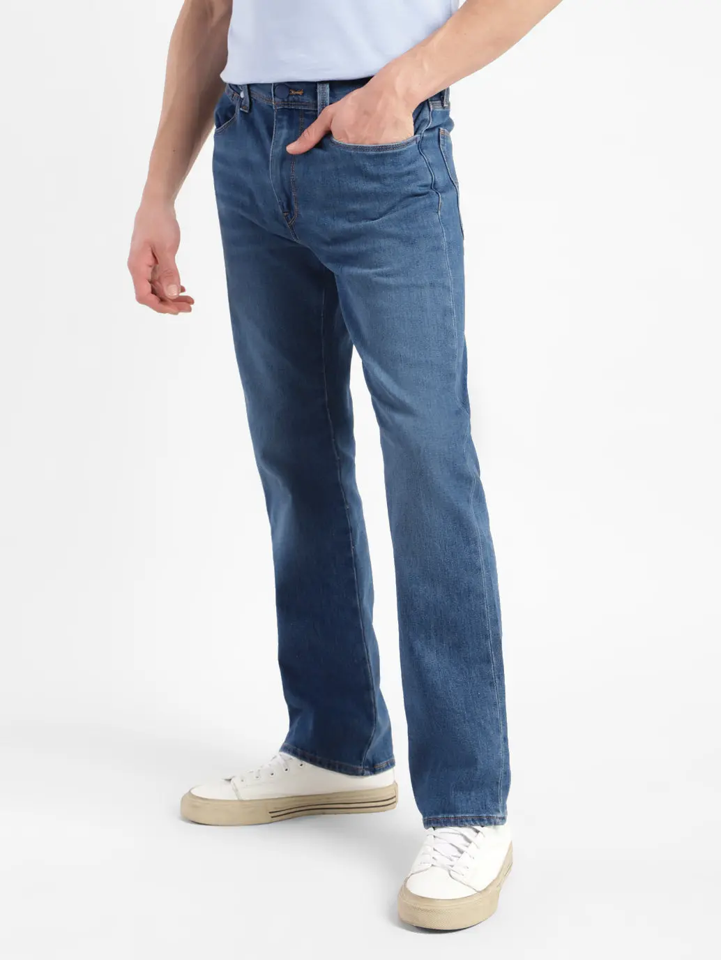 Men's 527 Blue Bootcut Fit Mid Rise Jeans 5