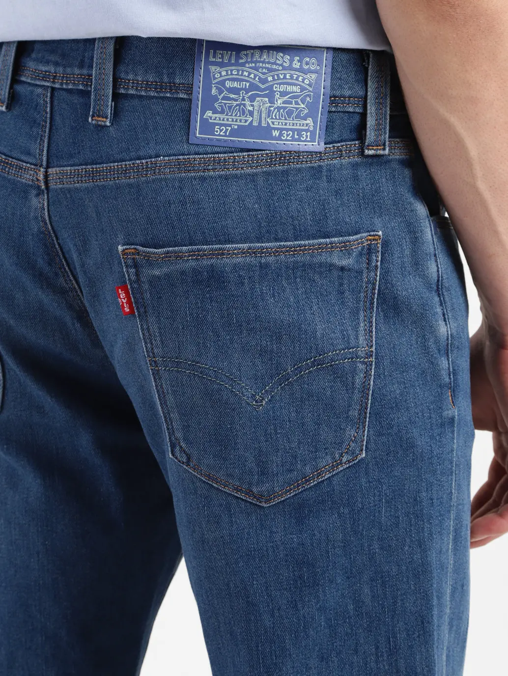 Men's 527 Blue Bootcut Fit Mid Rise Jeans 7