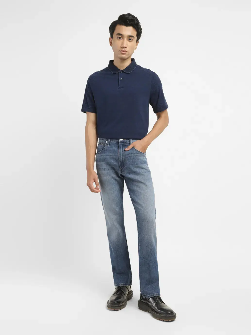 Men's 513 Blue Slim Straight Fit Mid Rise Jeans 1