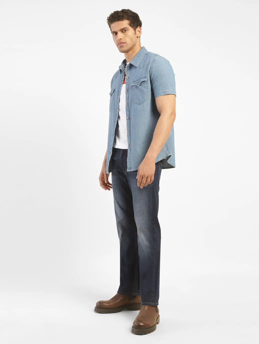 Men's 513 Blue Slim Straight Fit Mid Rise Jeans 1