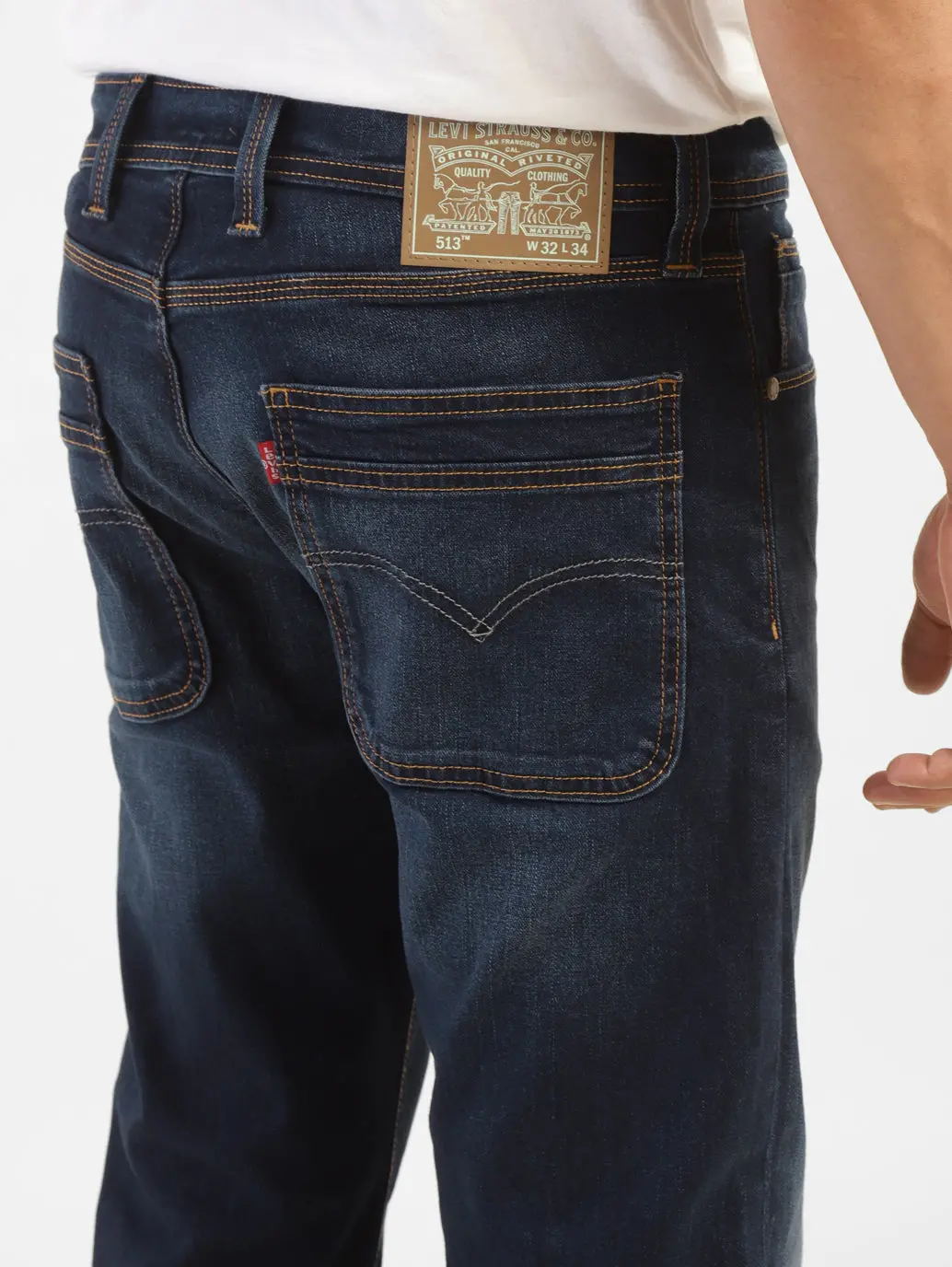 Men's 513 Blue Slim Straight Fit Mid Rise Jeans 6