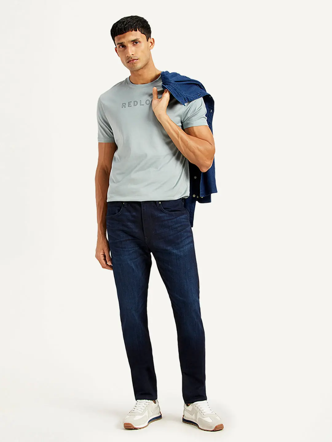 Men's Redloop 512 Navy Blue Slim Tapered Fit Mid Rise Jeans 1