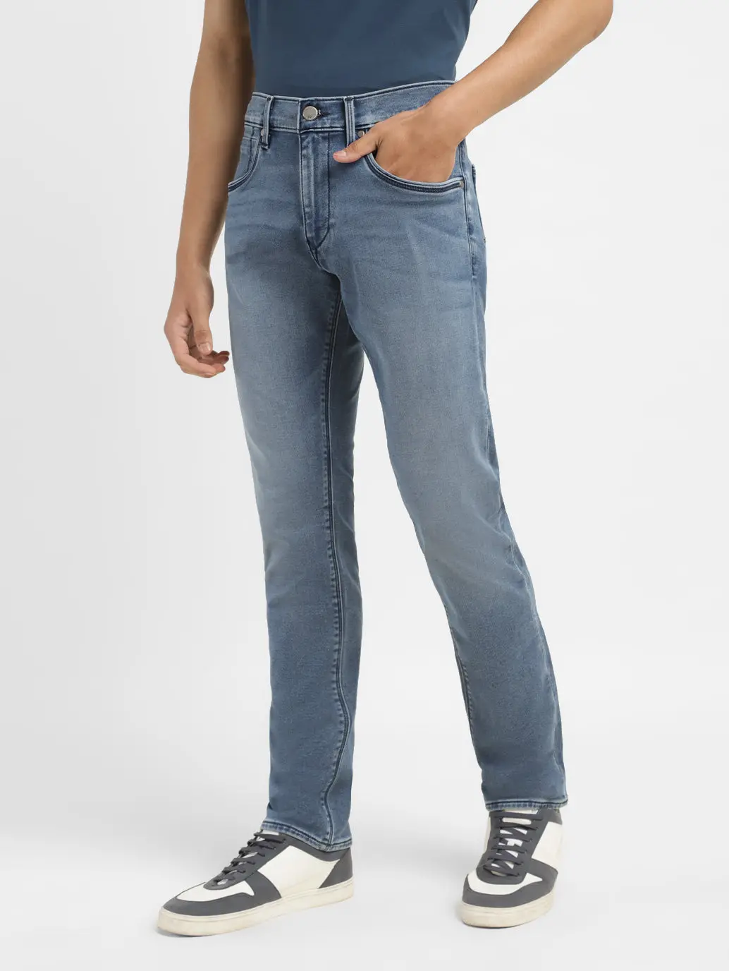 Men's Redloop 65504 Blue Skinny Fit Mid Rise Jeans 5