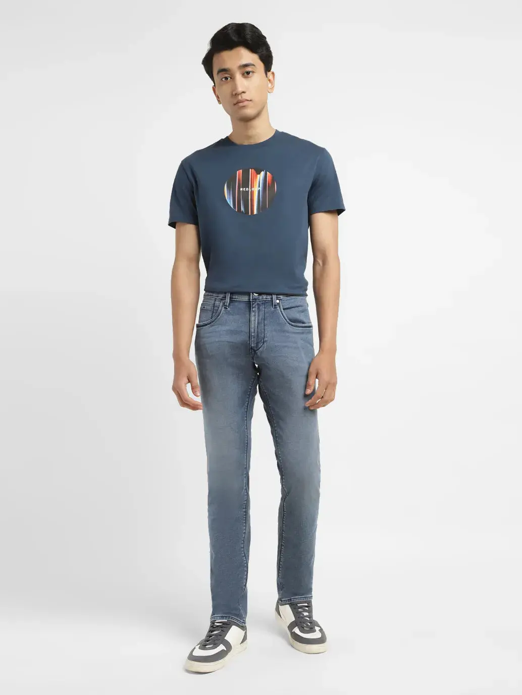 Men's Redloop 65504 Blue Skinny Fit Mid Rise Jeans 7