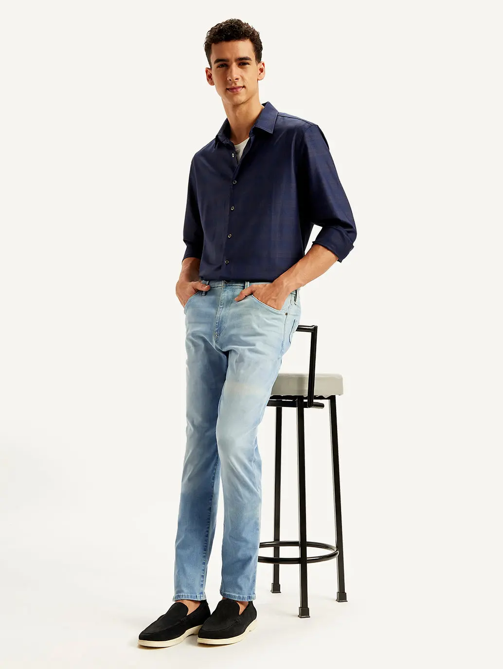 Men's Redloop 512 Light Blue Slim Tapered Fit Mid Rise Jeans 1