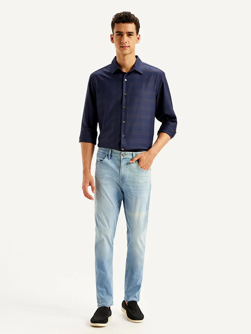 Men's Redloop 512 Light Blue Slim Tapered Fit Mid Rise Jeans 3