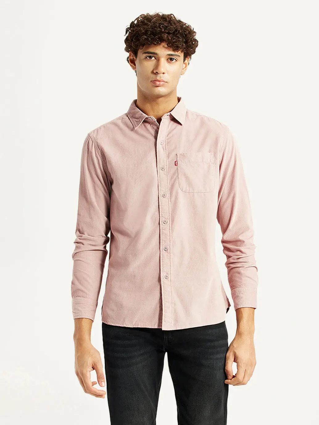 Men's Corduroy Solid Mauve Slim Fit Shirt 1