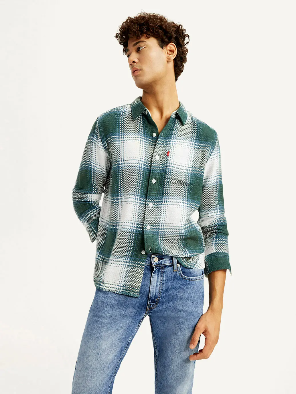 Men's Textured Green Slim Fit Shirt 1