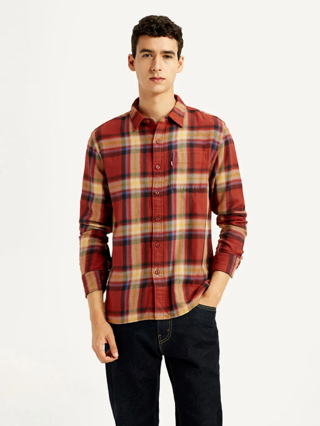Men's Plaid Rust Slim Fit Shirt 2
