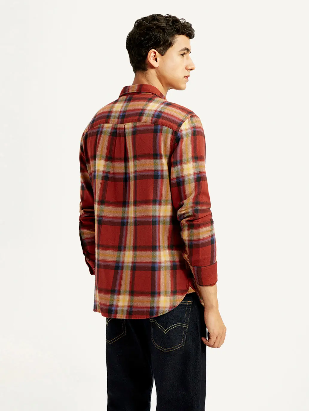 Men's Plaid Rust Slim Fit Shirt 3