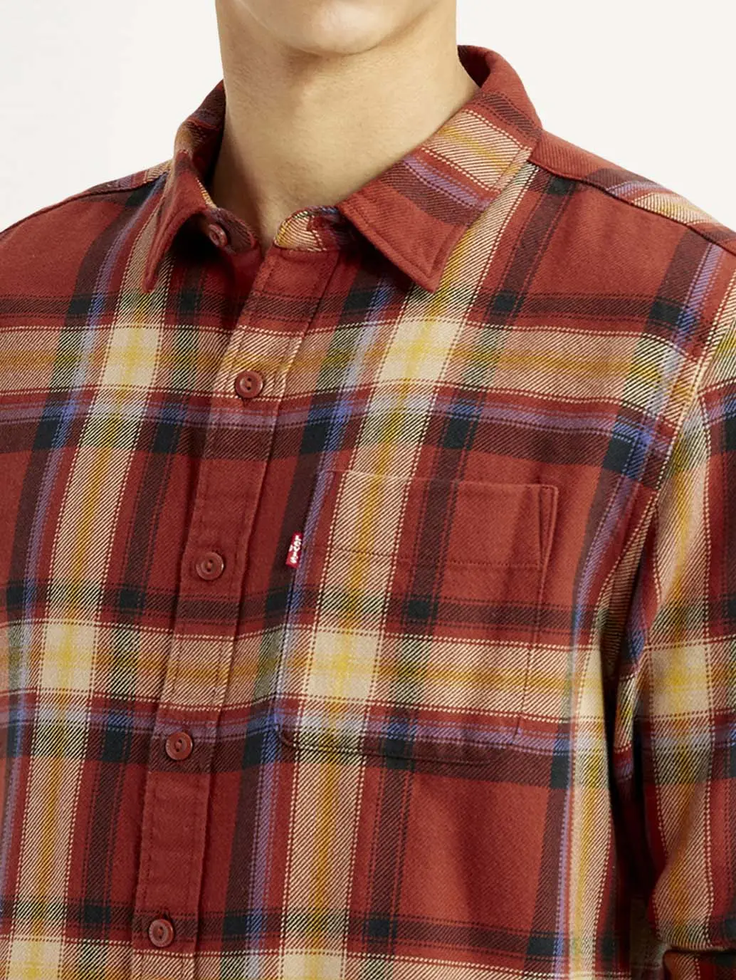 Men's Plaid Rust Slim Fit Shirt 5
