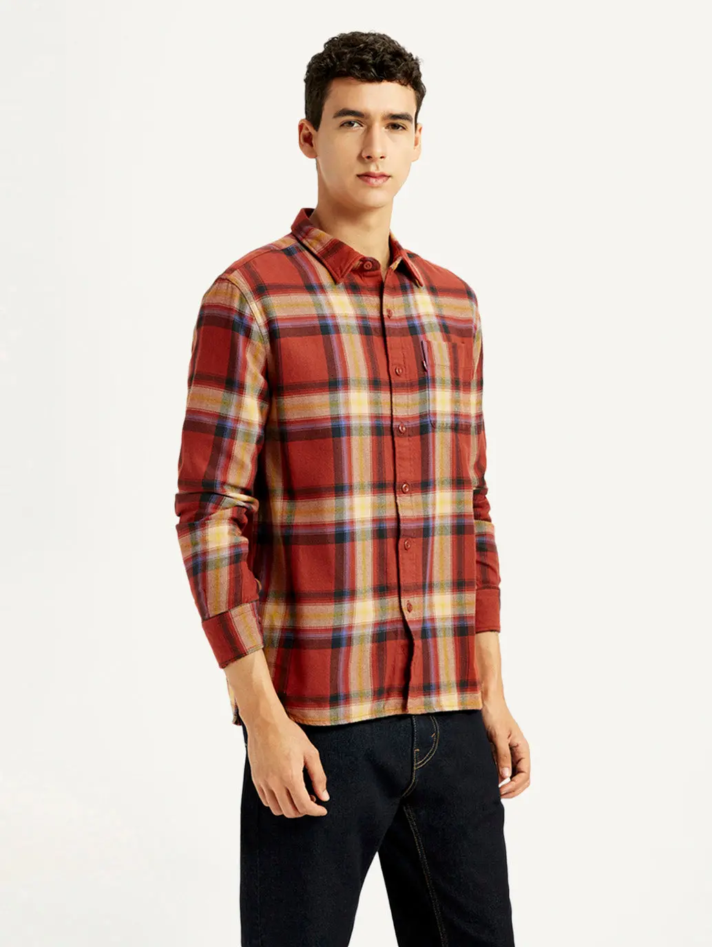 Men's Plaid Rust Slim Fit Shirt 4