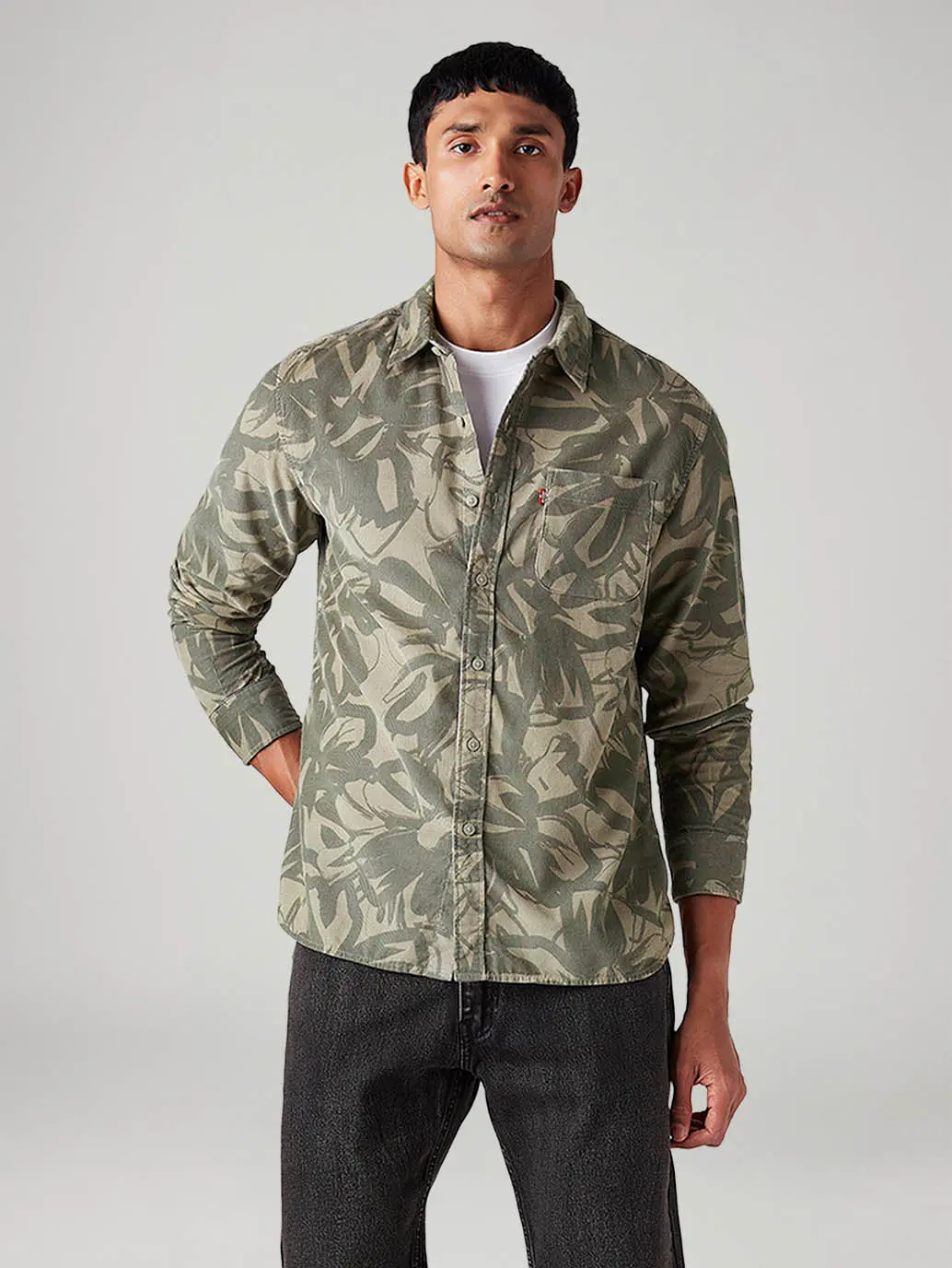 Men's Abstract Slim Fit Corduroy Shirt 1