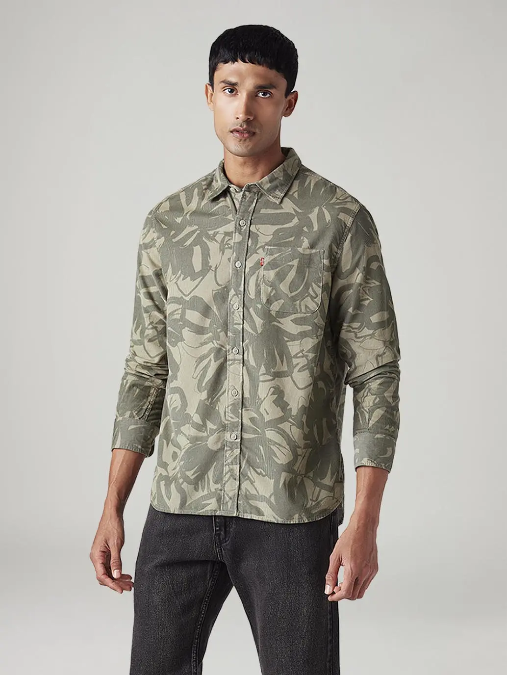 Men's Abstract Slim Fit Corduroy Shirt 3