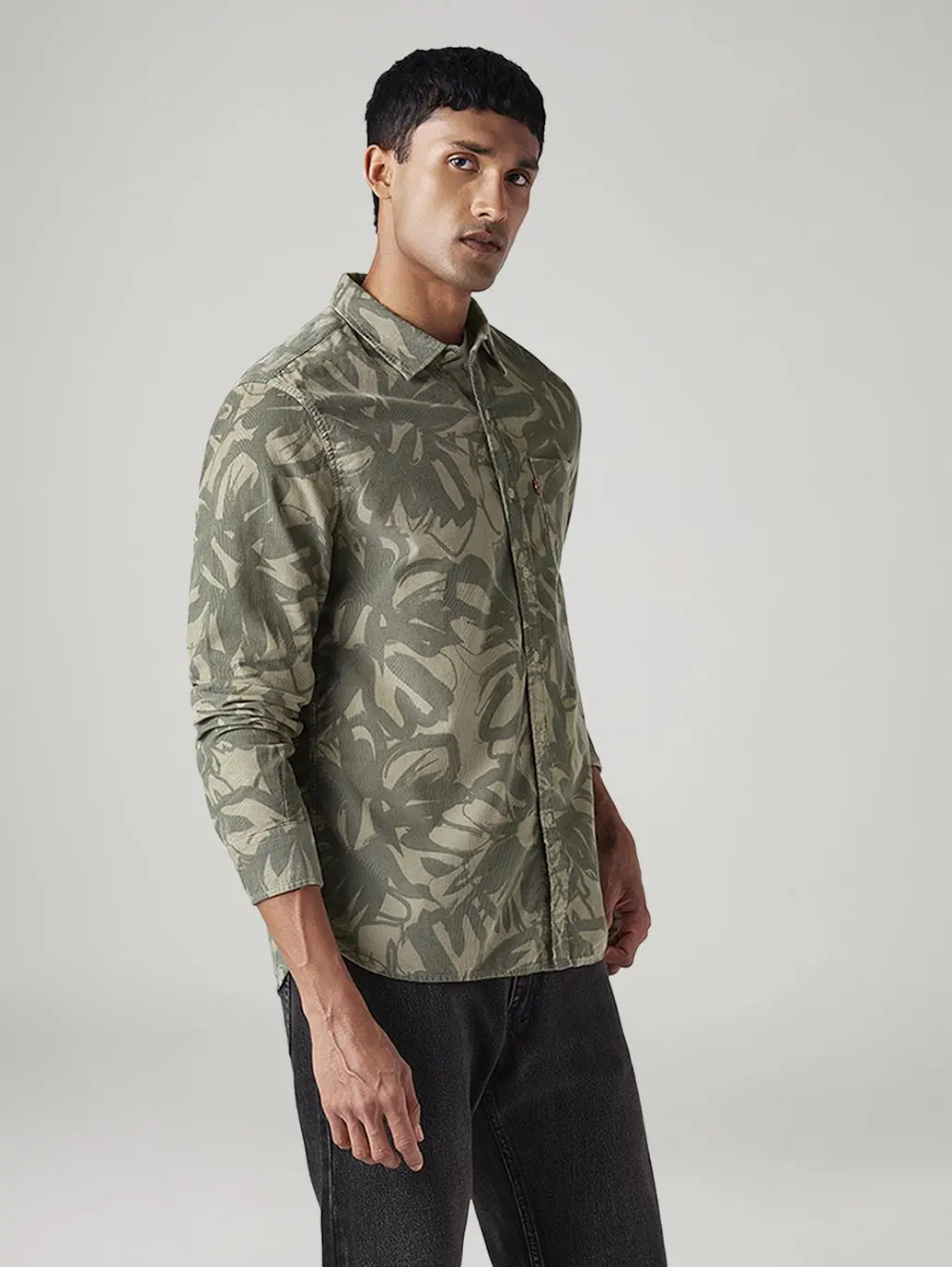 Men's Abstract Slim Fit Corduroy Shirt 5