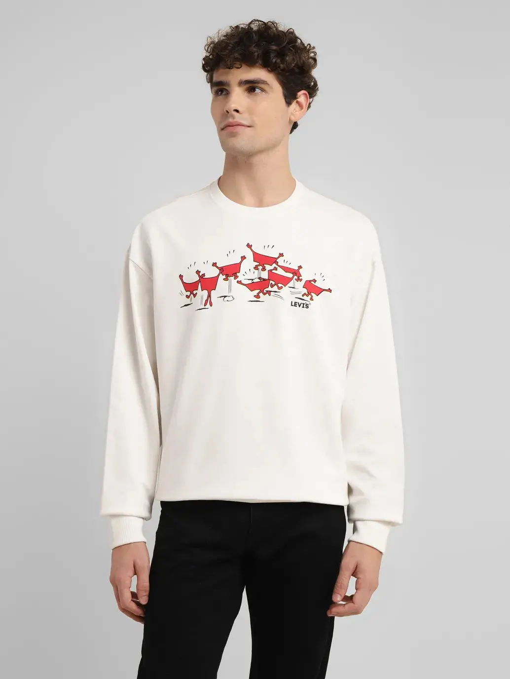 Men's Graphic White Crew Neck Sweatshirt 1