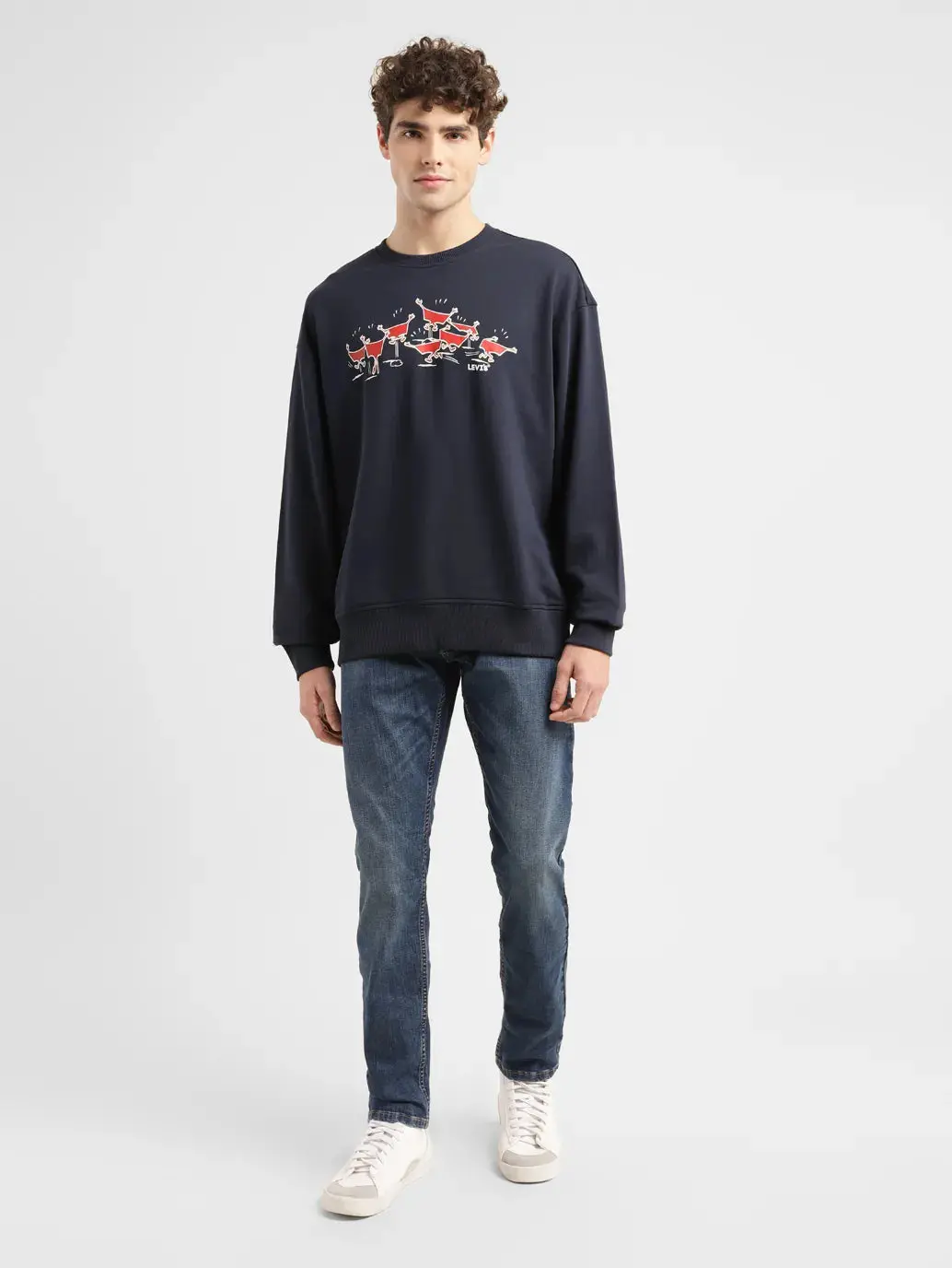 Men's Graphic Navy Crew Neck Sweatshirt 1