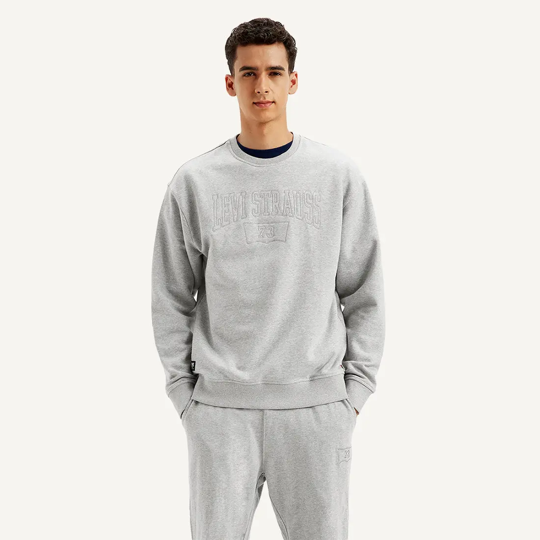 Men's Embroidered Grey Crew Neck Sweatshirt 2