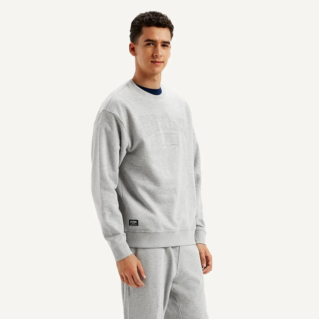 Men's Embroidered Grey Crew Neck Sweatshirt 4
