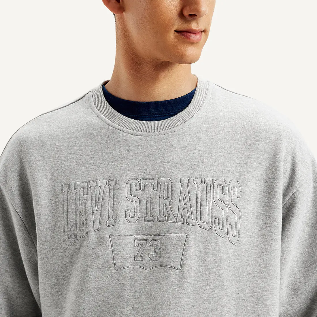 Men's Embroidered Grey Crew Neck Sweatshirt 5