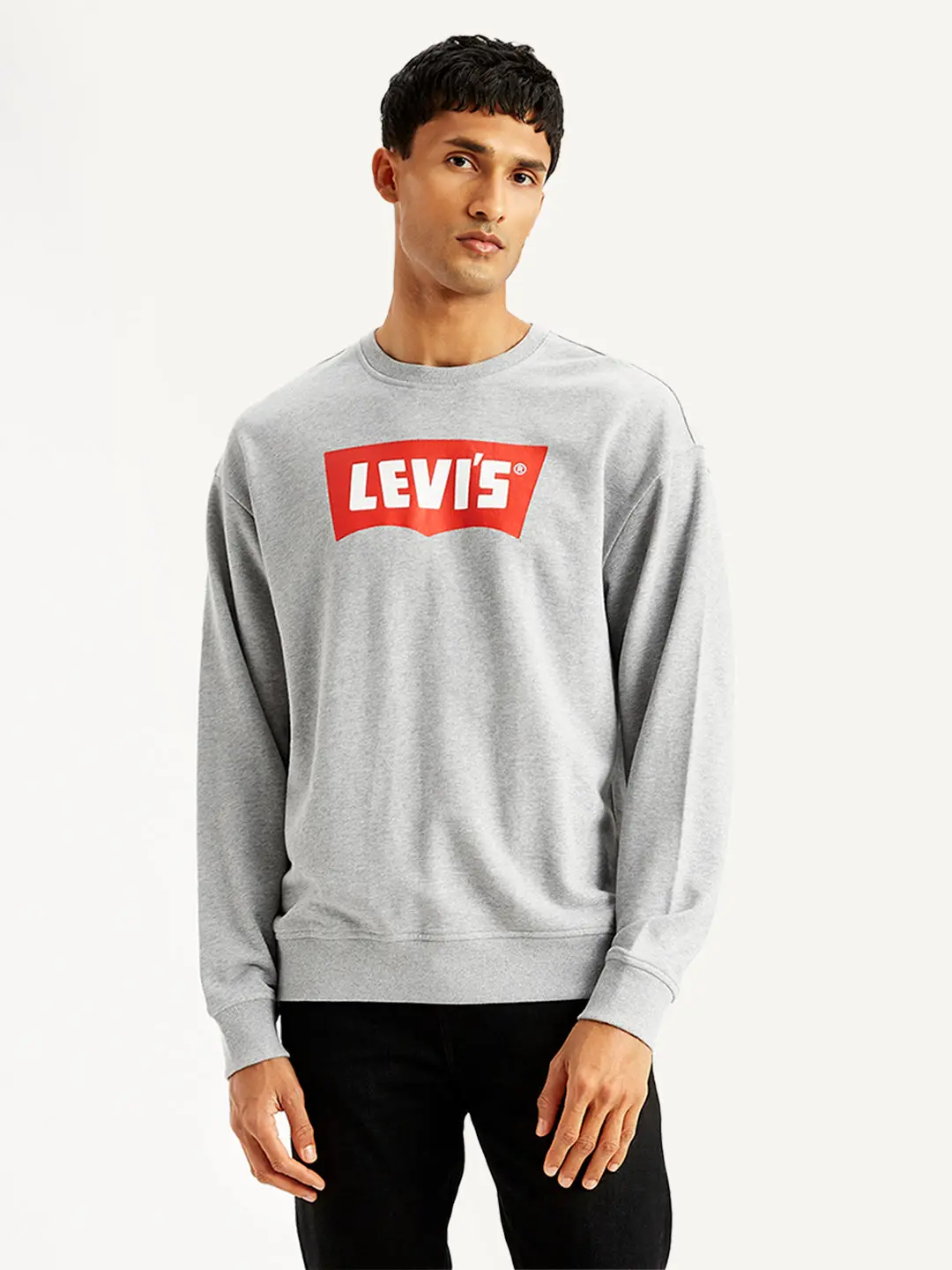Men's Brand Logo Grey Crew Neck Sweatshirt 2