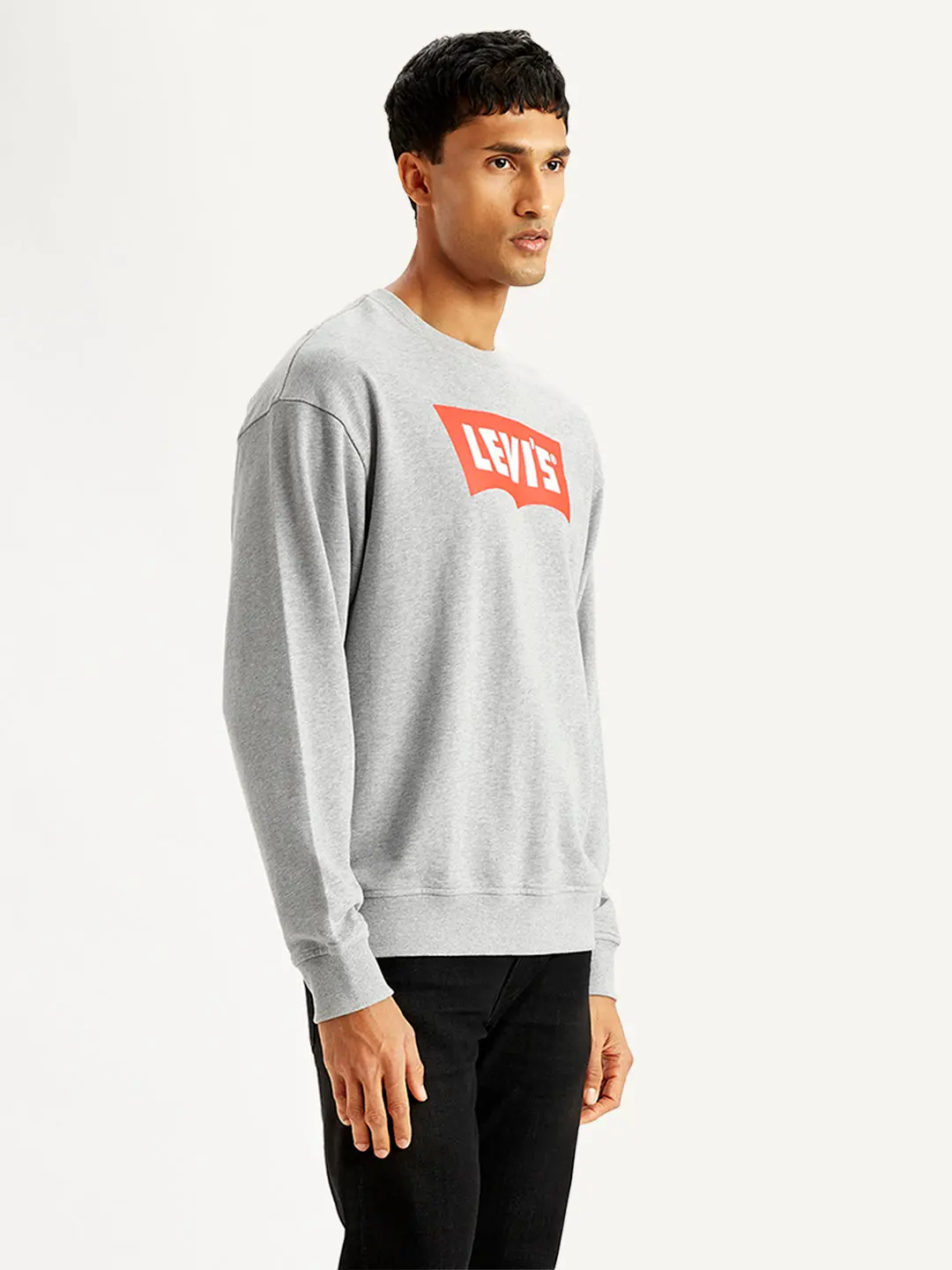 Men's Brand Logo Grey Crew Neck Sweatshirt 4