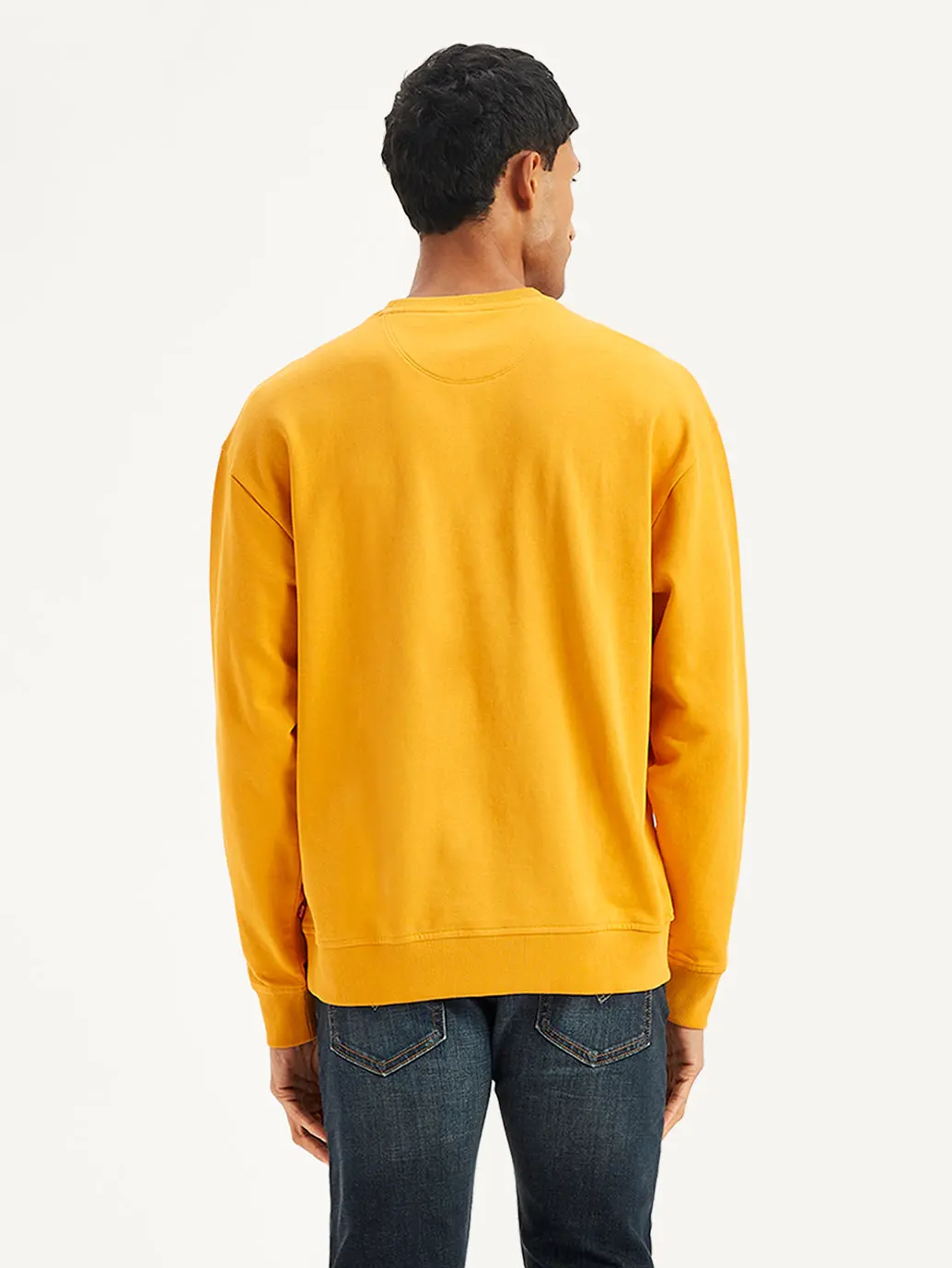 Men's Brand Logo Yellow Crew Neck Sweatshirt 3