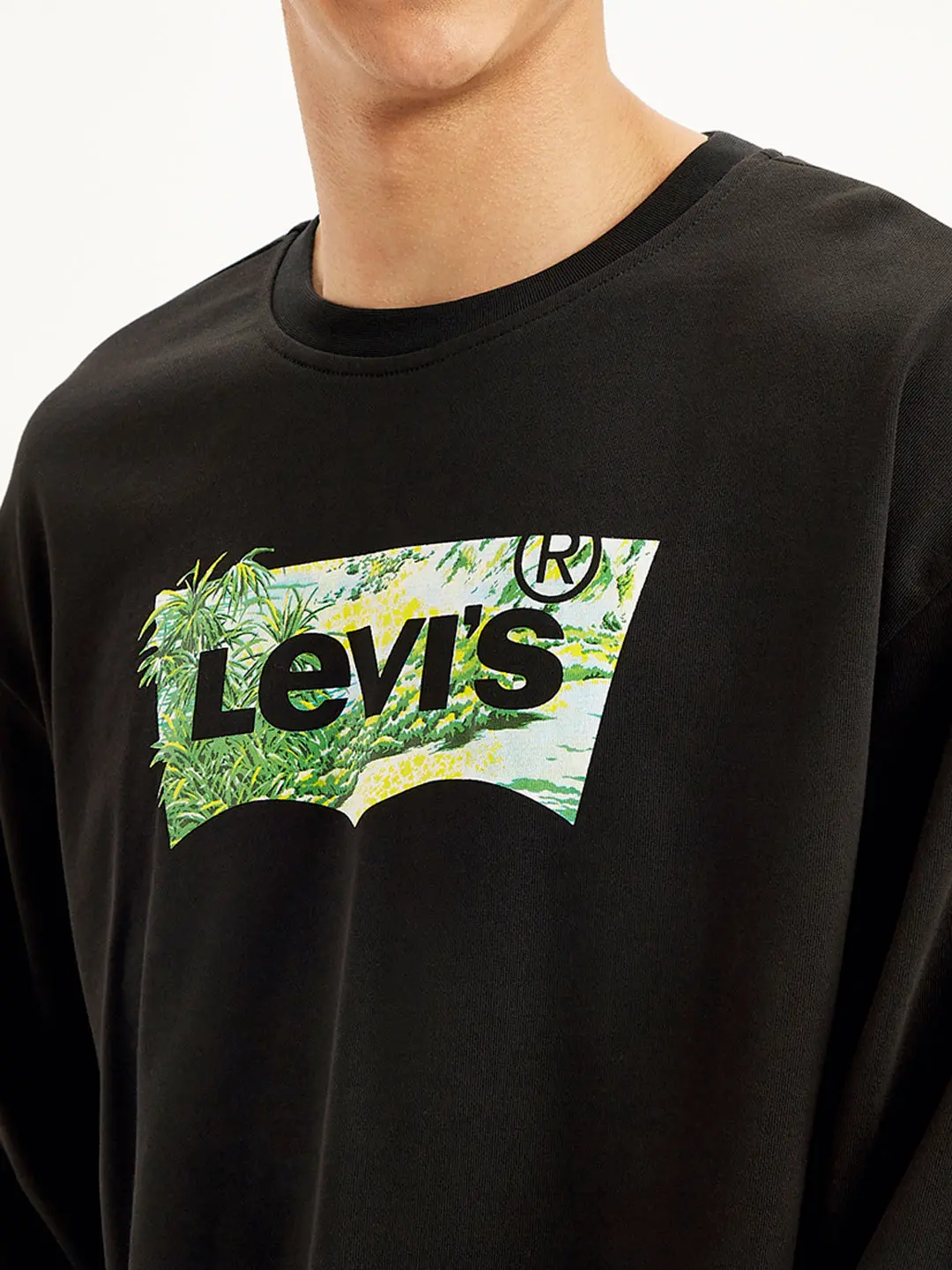 Men's Brand Logo Black Crew Neck Sweatshirt 4