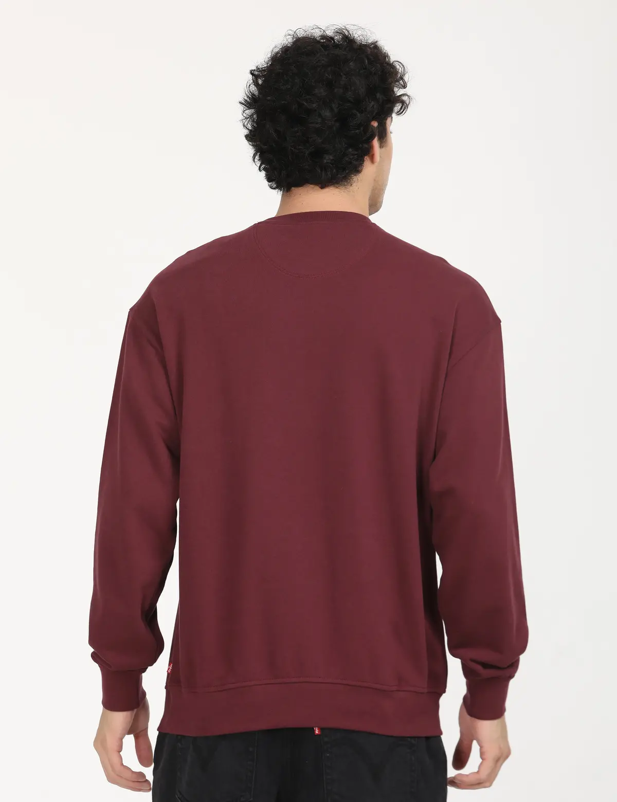 Men's Solid Red Crew Neck Sweatshirt 3