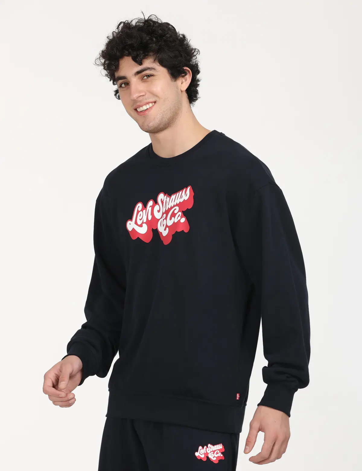 Men's Solid Navy Crew Neck Sweatshirt 1