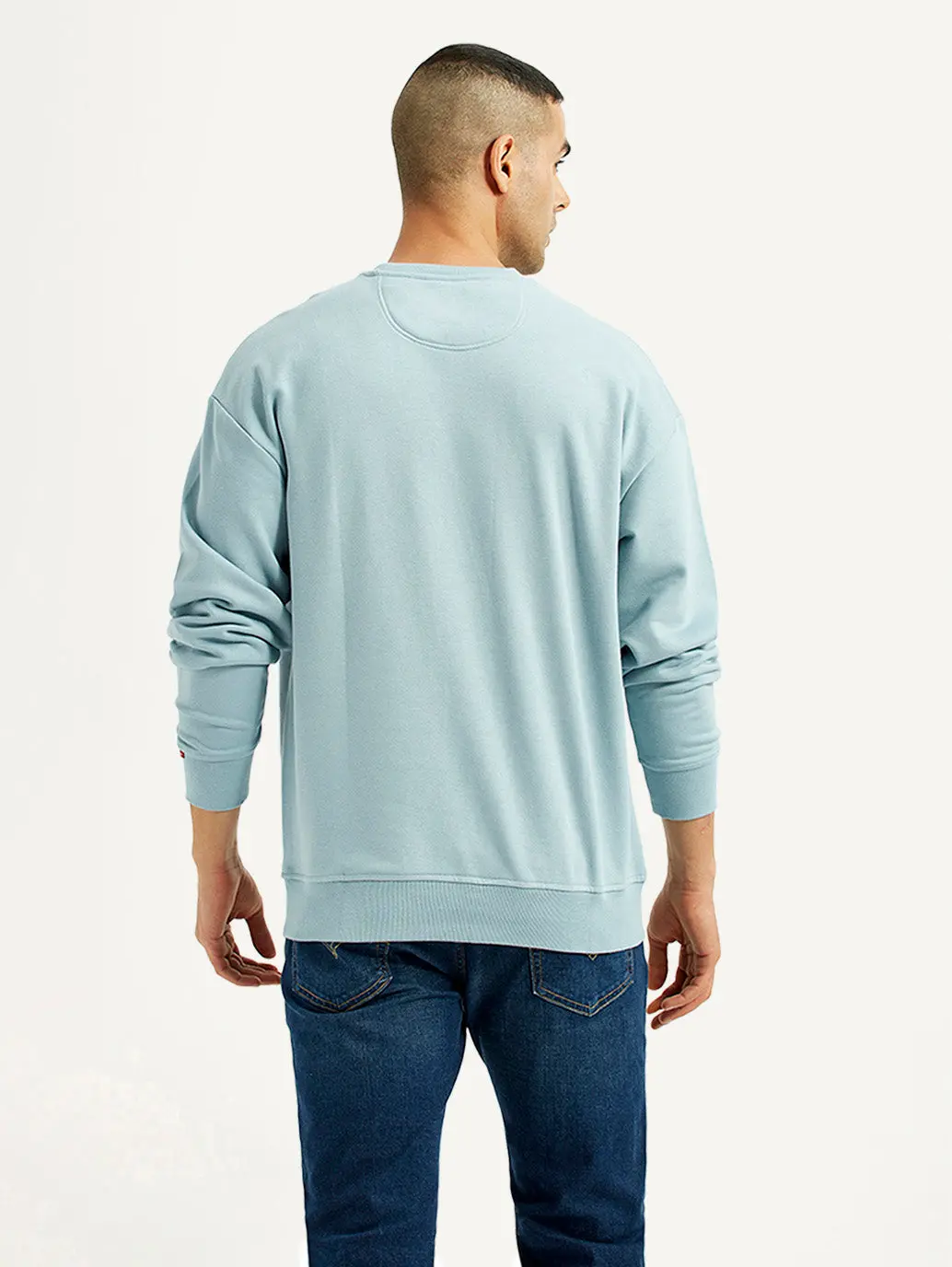 Men's Brand Logo Light Blue Crew Neck Sweatshirt 2