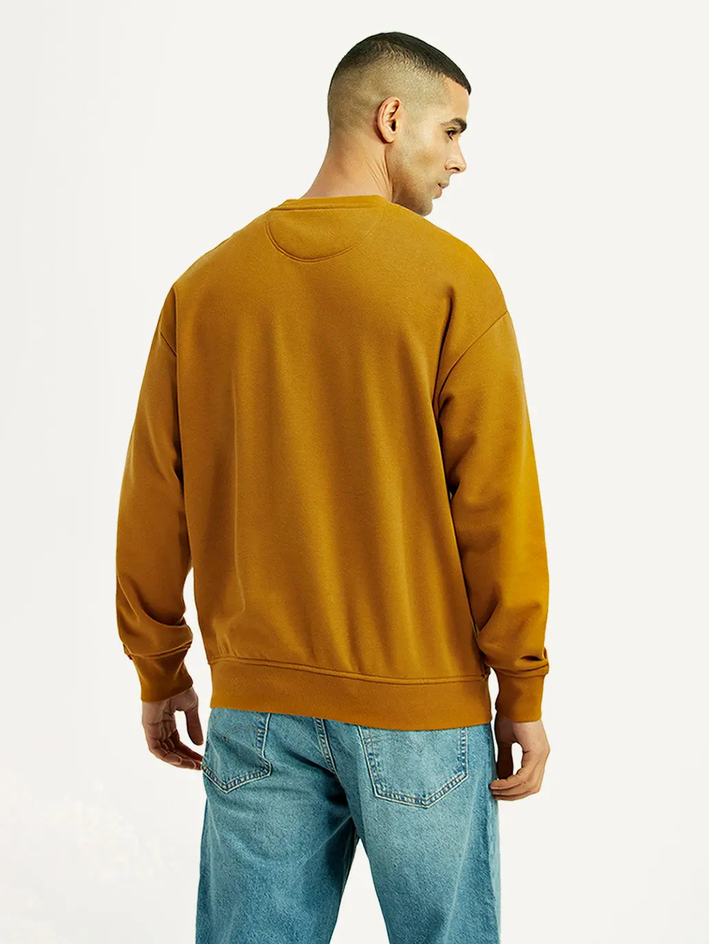 Men's Embroidered Yellow Crew Neck Sweatshirt 2