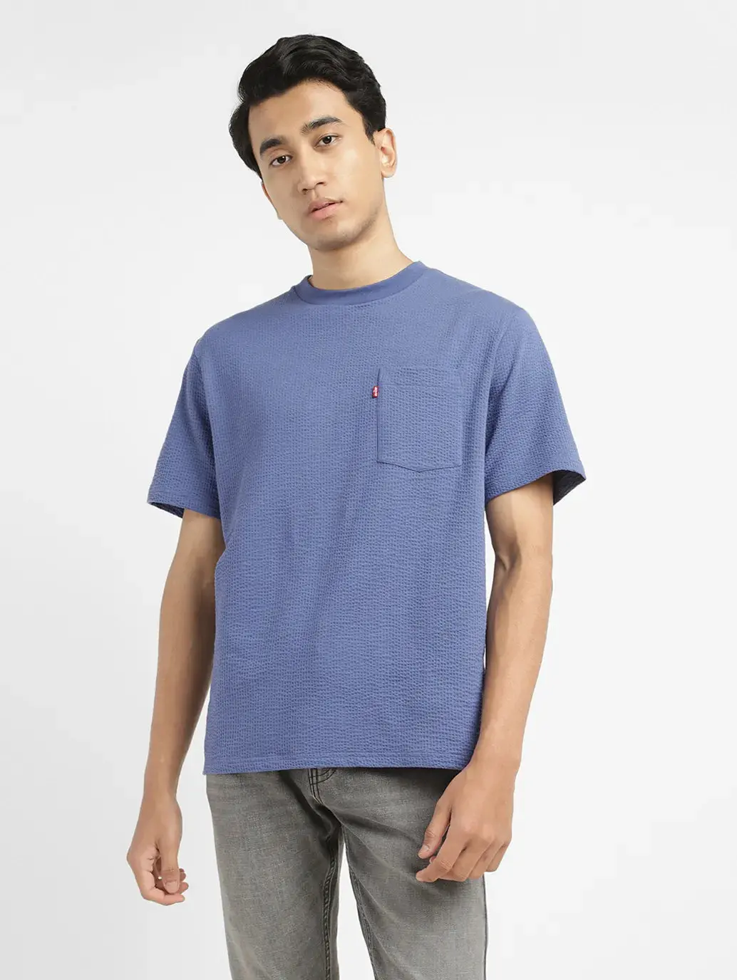 Men's Textured Round Neck T-Shirt 1