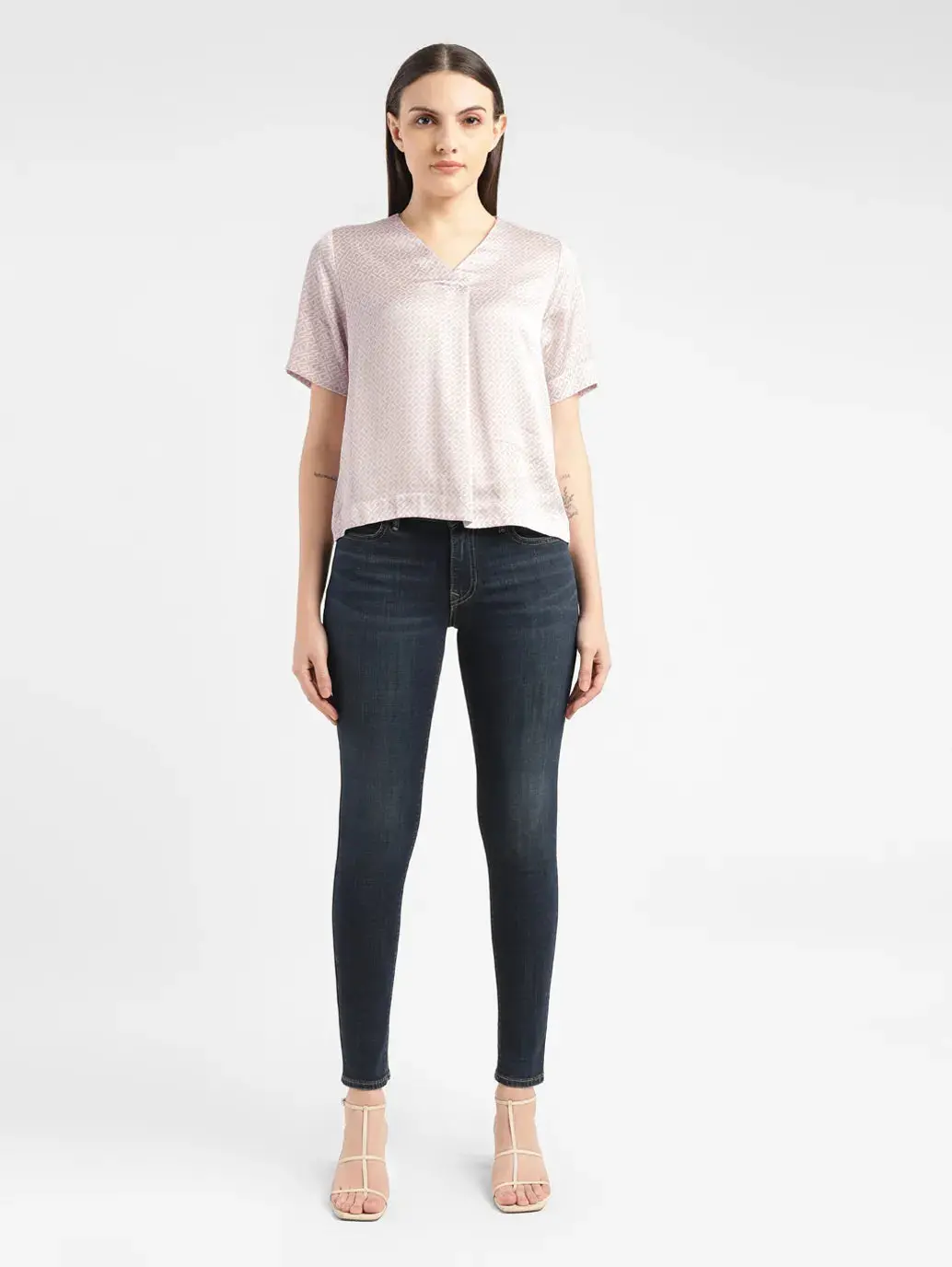 Women's Geometric V Neck Top 1