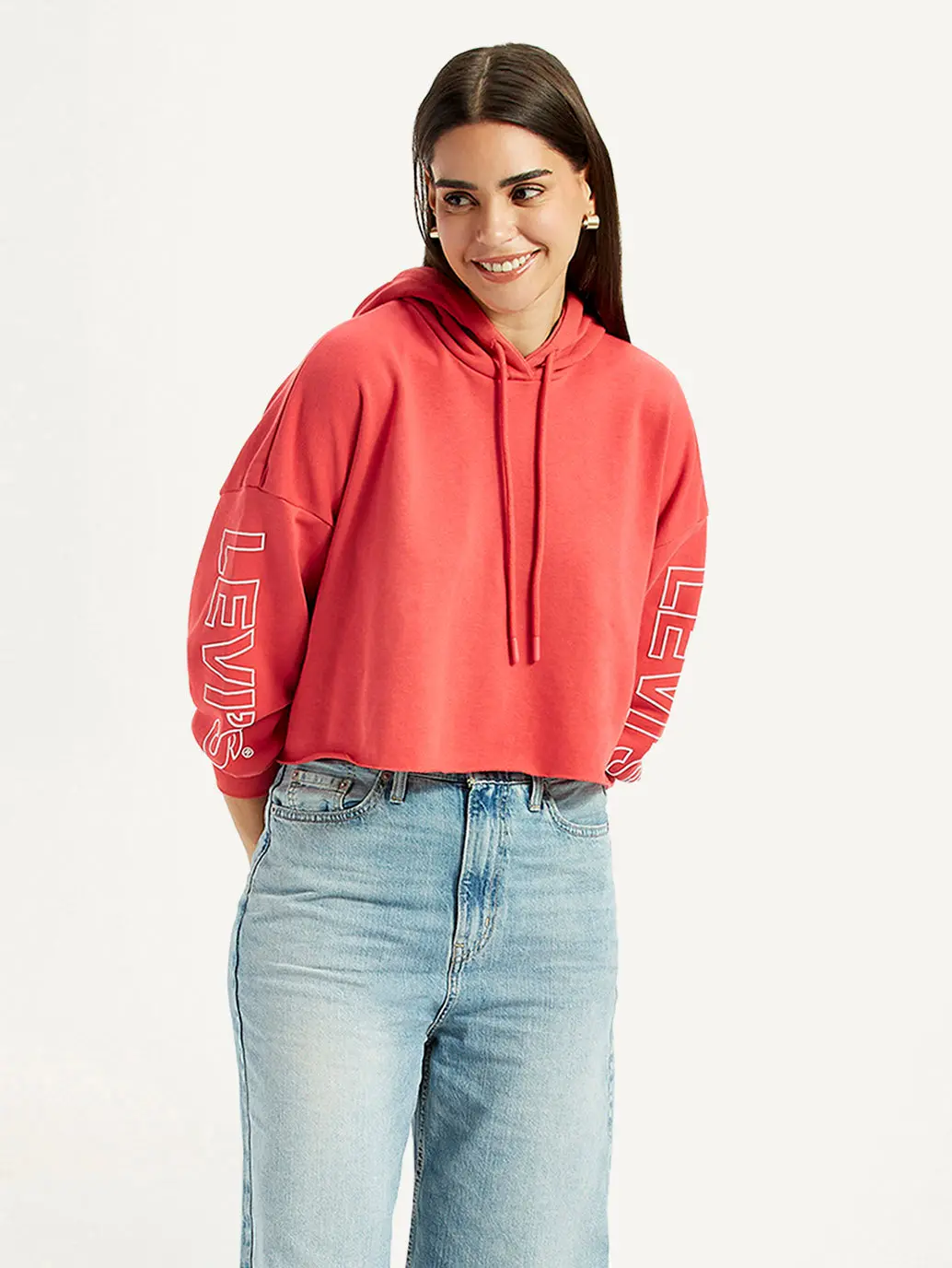 Women's Brand Logo Coral Hooded Sweatshirt 1
