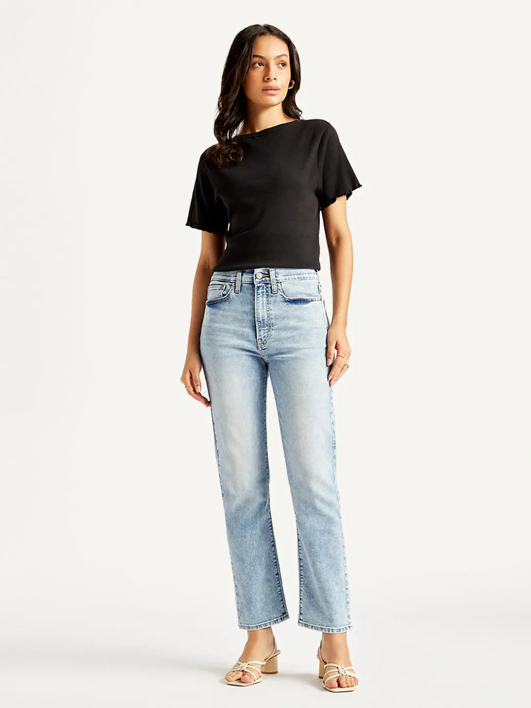 Women's Blue Wedgie Straight Fit Mid Rise Jeans 1